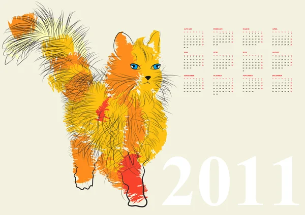 Ἡμερολόγιον 2011 με γάτα — Διανυσματικό Αρχείο