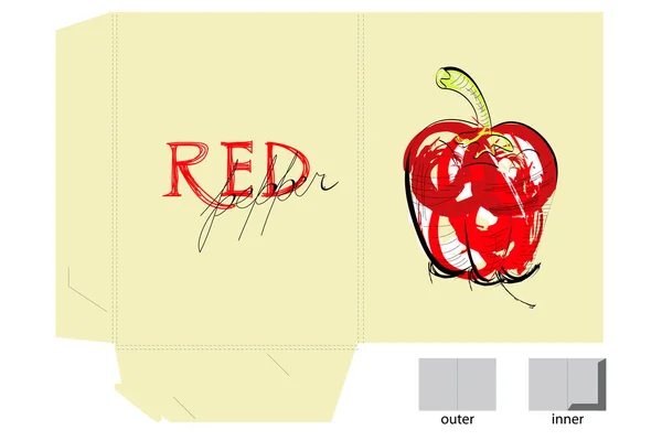 Templat untuk folder dengan lada merah - Stok Vektor