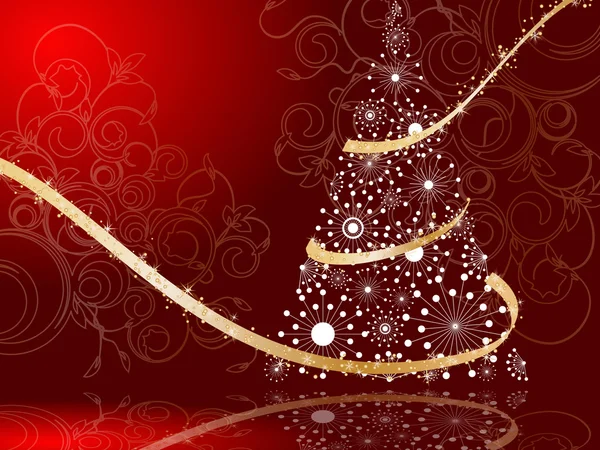 装飾的な背景に様式化されたクリスマスツリー — ストックベクタ