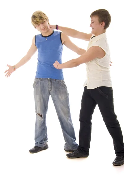 Fashion Young Boys Duet Fight — Stock Photo, Image