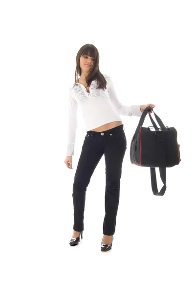 Fashion Girl with Sport Bag — Stock Photo, Image