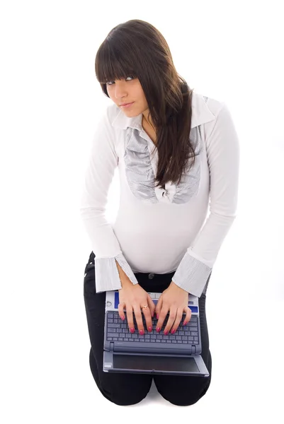 Mode Mädchen und Laptop — Stockfoto