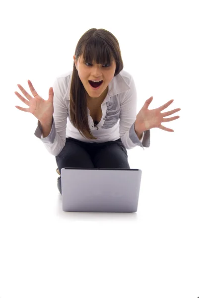 Young woman with a laptop computer — Stock Photo, Image