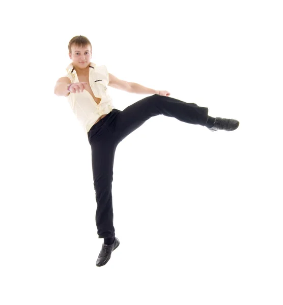 Salto danza joven hombre — Foto de Stock