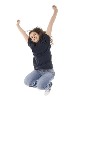 跳跃的十几岁的女孩 — 图库照片