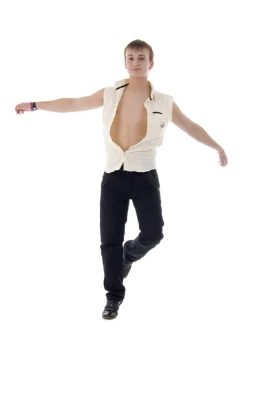 Springender tanzender junger Mann — Stockfoto