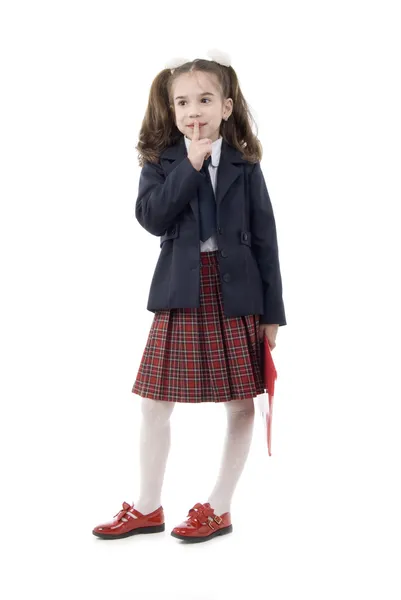 Zwijgen weinig schoolmeisje — Stockfoto