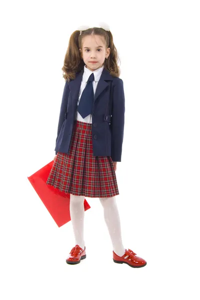 Κοριτσάκι με κόκκινη λάμψη φάκελο — Φωτογραφία Αρχείου