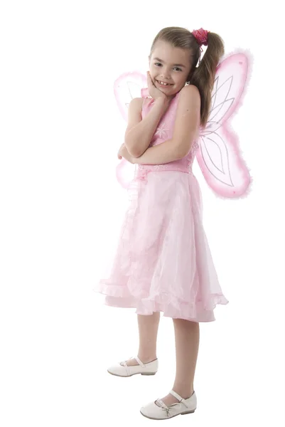 Roze butterfly weinig meisje. — Stockfoto