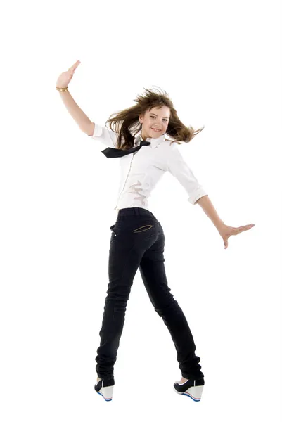 Χορεύτρια casual κορίτσι στην πορφύρα. — Φωτογραφία Αρχείου