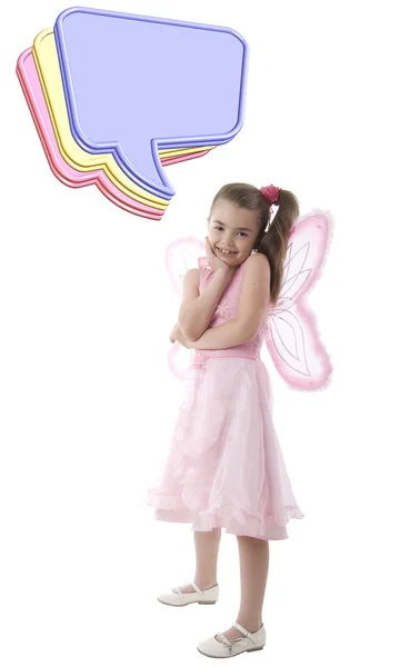 Pink Butterfly Little Girl — Stock Photo, Image