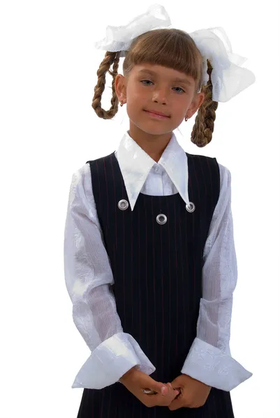 Портрет маленькой школьницы . — стоковое фото