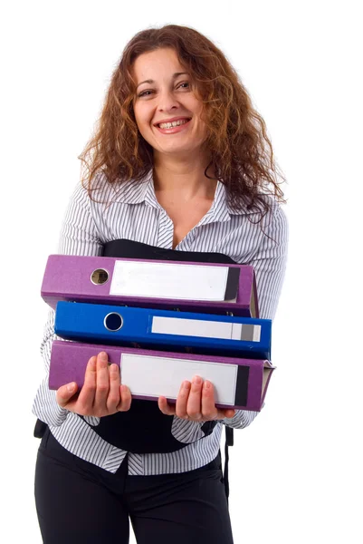 Portrait Office Girl With Documents — Stock Photo, Image