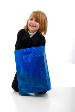 Girls With Shopping Bag. clipart
