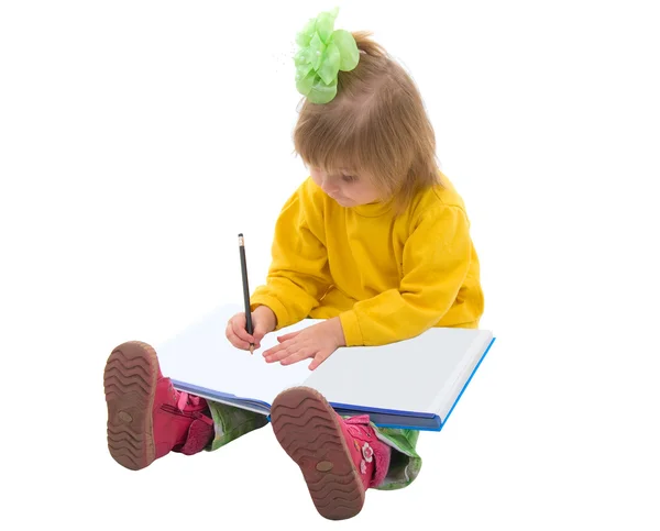 Írás a kislány. — Stock Fotó