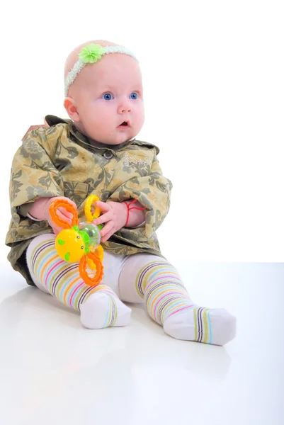 stock image Girl Baby With Orange Toy.