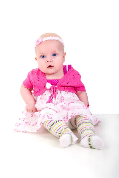 stock image Blue Eye Baby Girl In Purple.