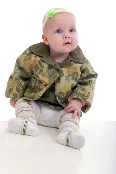 stock image Blue Eyes Baby Girl In Green.