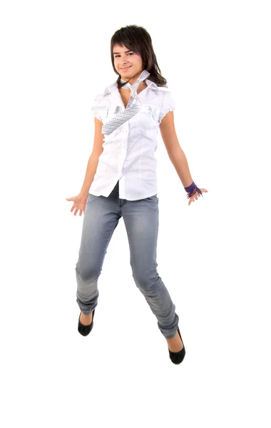 Jumping Jeans Girl. — Stock Photo, Image
