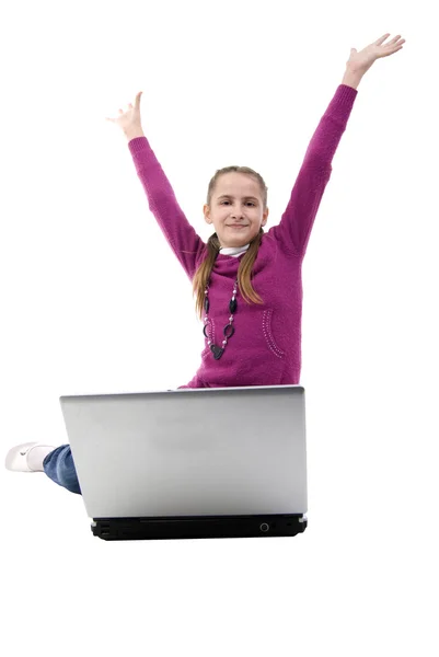 Menina com laptop. — Fotografia de Stock