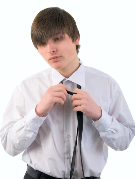 Przystojny młody mężczyzna i krawat. — Zdjęcie stockowe