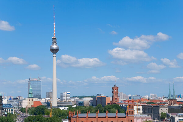 Berlin skyline with rotes rathaus town hall
