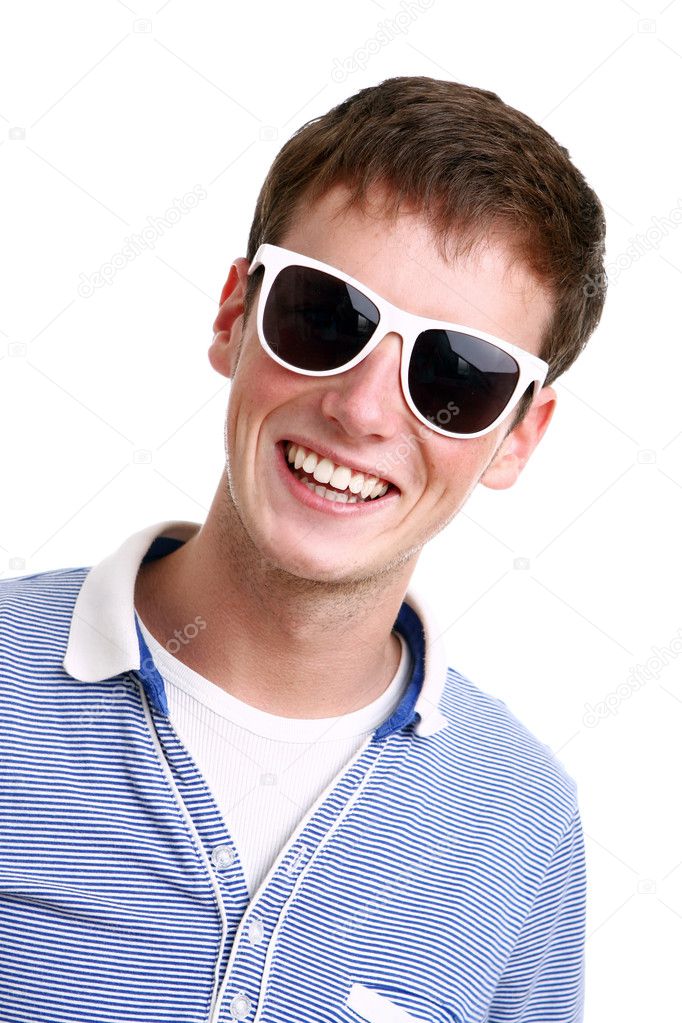 Young and attractive boy with glasses — Stock Photo © yekophotostudio ...