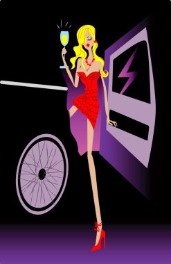 Glamour woman and car clipart