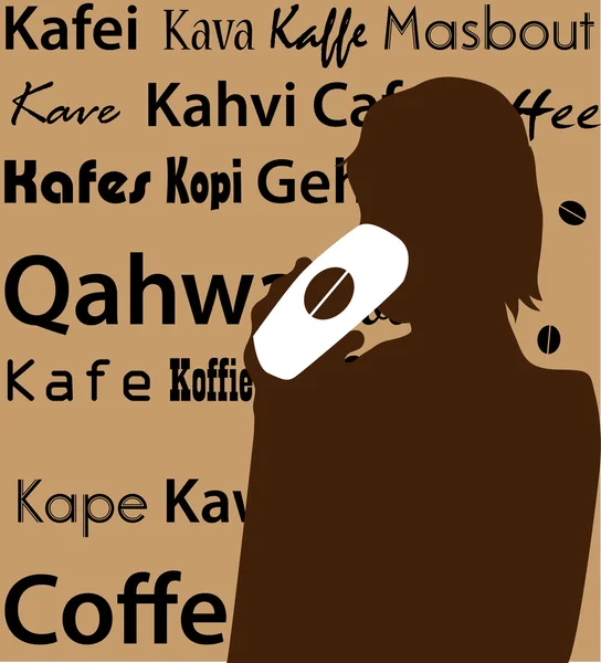 Nő Kávéznak sziluett — Stock Fotó