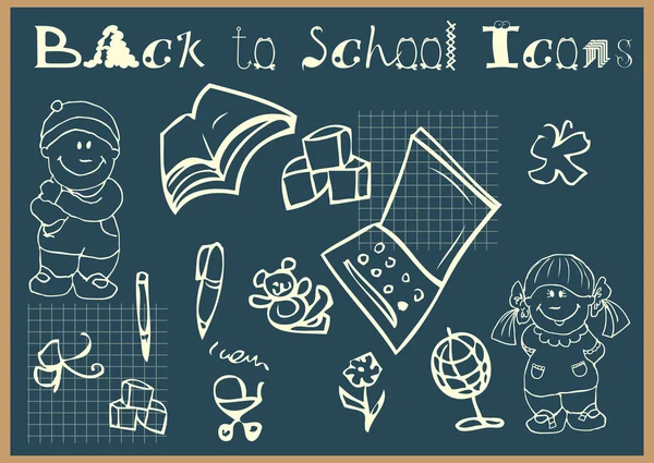 Vissza az iskolába ikonok beállítása doodley — Stock Fotó