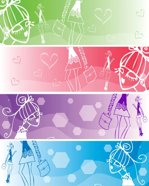 School girls banner — Stock Photo, Image