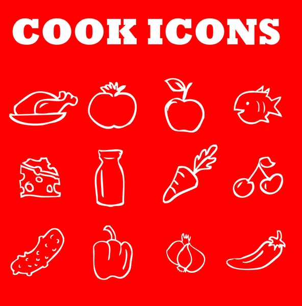 Aşçı gıda web simgesi kırmızı 3 — Stok fotoğraf
