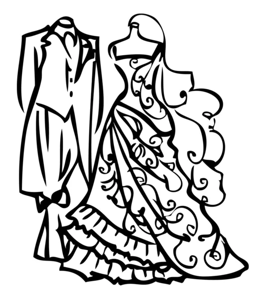 흰색과 검은색 커플 웨딩 드레스 — 스톡 사진