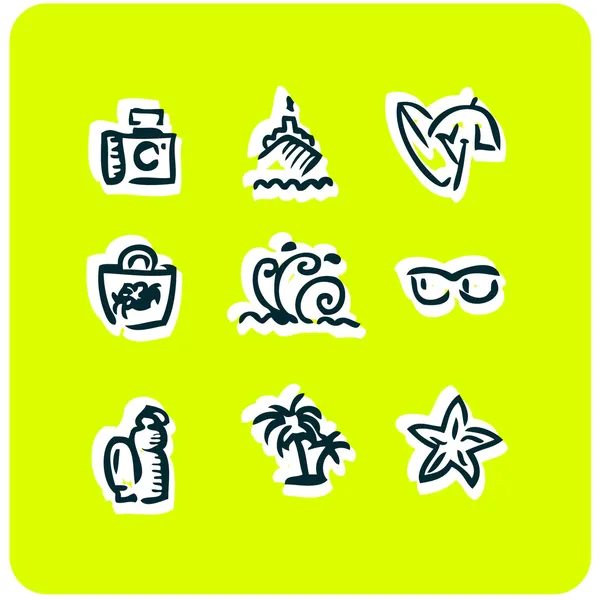 Stranden semester ikoner set 1 — Stockfoto