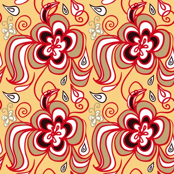 Abstraktní květina bezešvé pozadí doodle s motýl — Stock fotografie