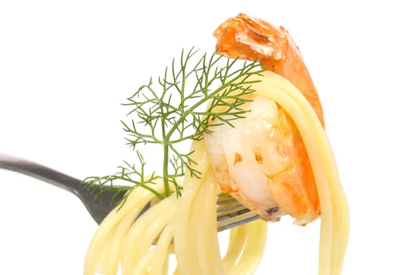 stock image Shrimp with spaghetti