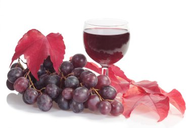 Red wine with grapes clipart