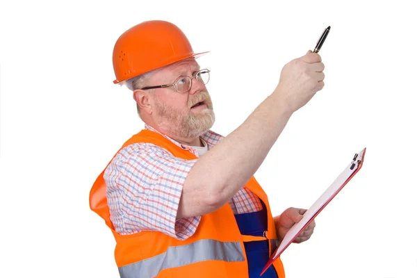 Engenheiro de construção dando instruções — Fotografia de Stock