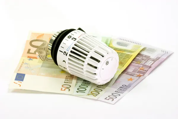 Banknotes with Thermostat — Stock Photo, Image