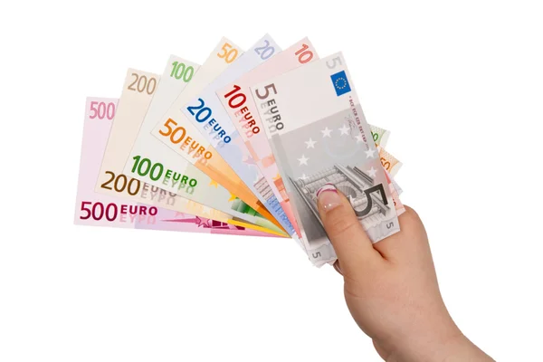 Ruka s euro — Stock fotografie