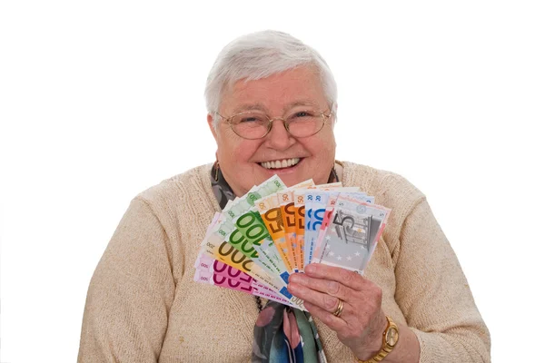 Babcia z euro — Zdjęcie stockowe