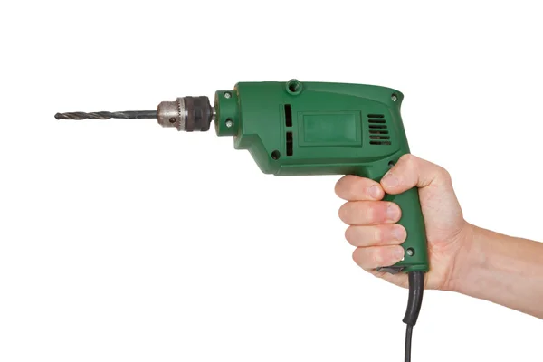 Hand with electric drill — Stock Photo, Image