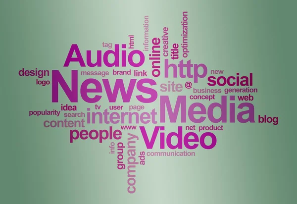 Notizie e media - word cloud — Foto Stock