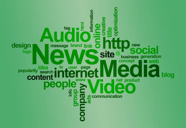 Nieuws en media? Word cloud — Stockfoto