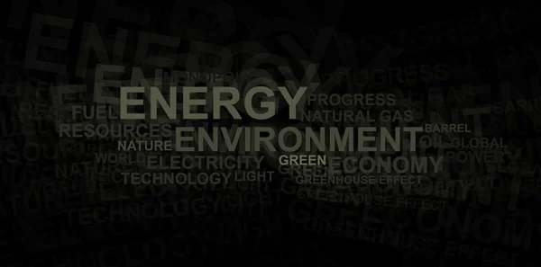 Energia e ambiente - nuvem de palavras — Fotografia de Stock