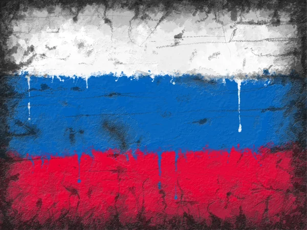 俄罗斯在老墙上画国旗 — 图库照片