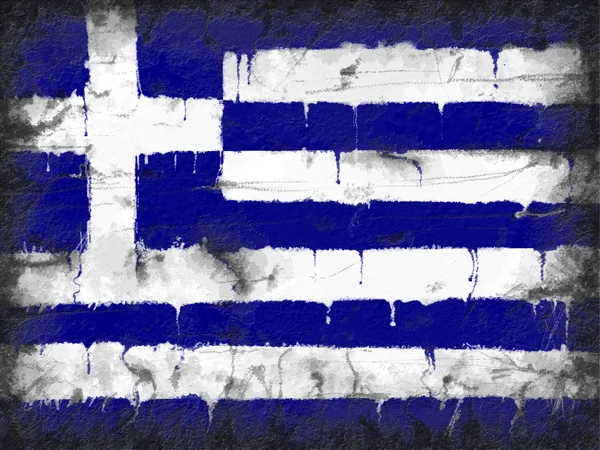 Řecká vlajka maloval na staré zdi — Stock fotografie