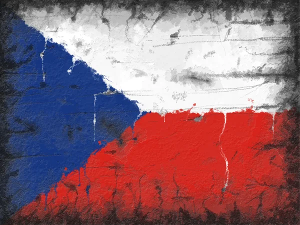 Прапор Чехії намальовані на старі стіни — стокове фото