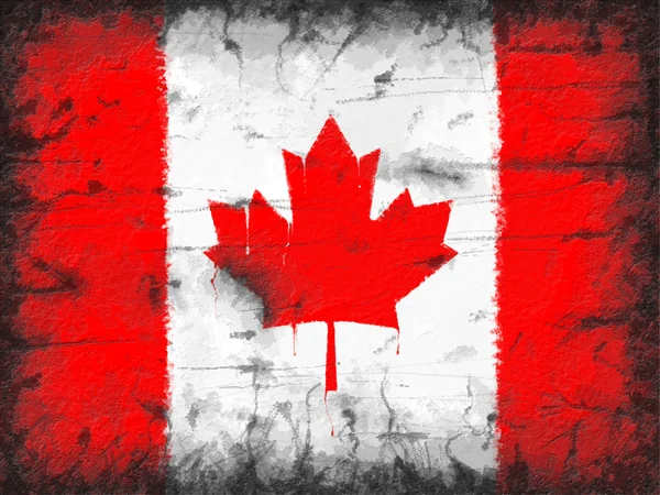 Флаг Канады, нарисованный на старой стене — стоковое фото