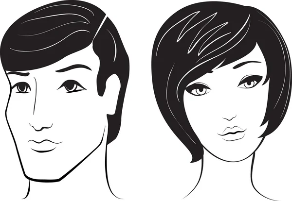Vecteur homme et femme visage — Image vectorielle